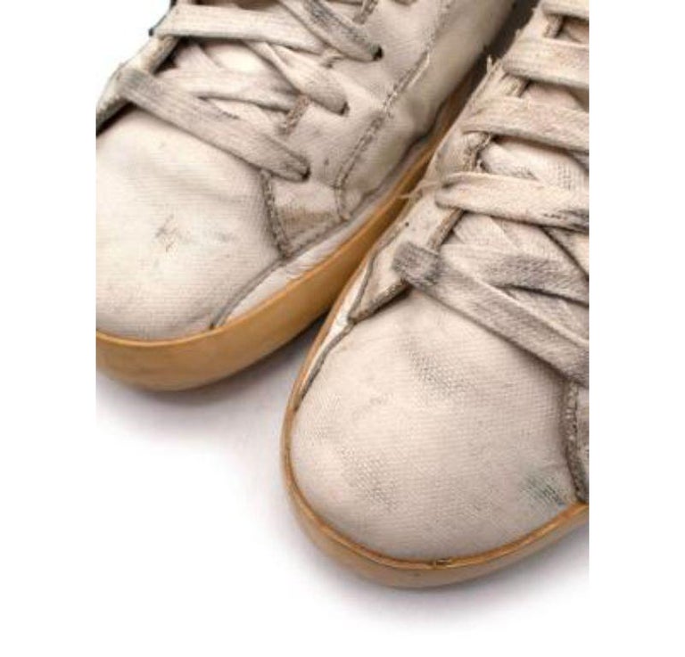 Golden Goose Distressed White Superstar Sneakers For Sale at 1stDibs