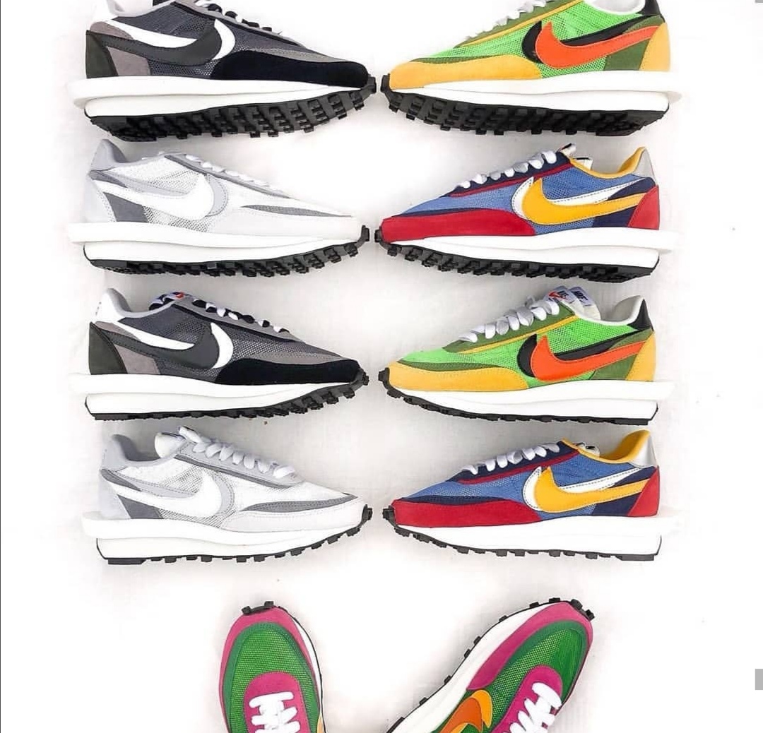 Nike x Sacai x Fragments LD Waffle Sneakers Blauw-Wit collectie ...